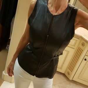 Wilsons 100% black leather vest, S